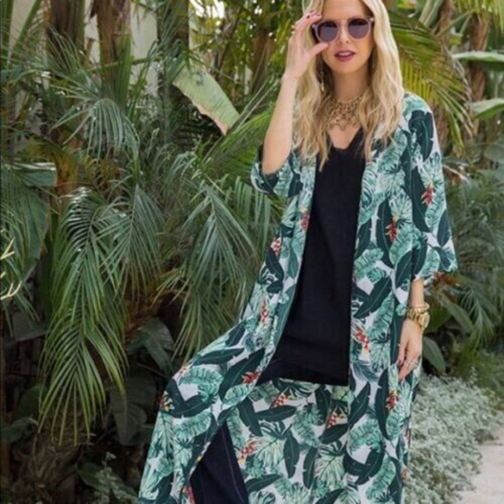 NWOT Rachel Zoe Palm Leaf Kimono Cover Up